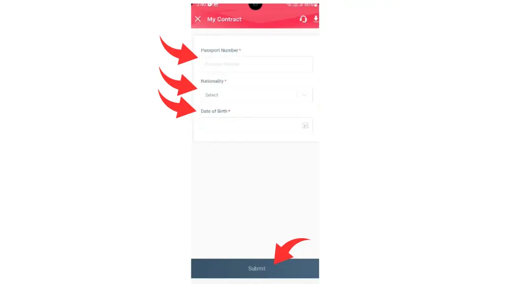 Enter your passport number in the provided box