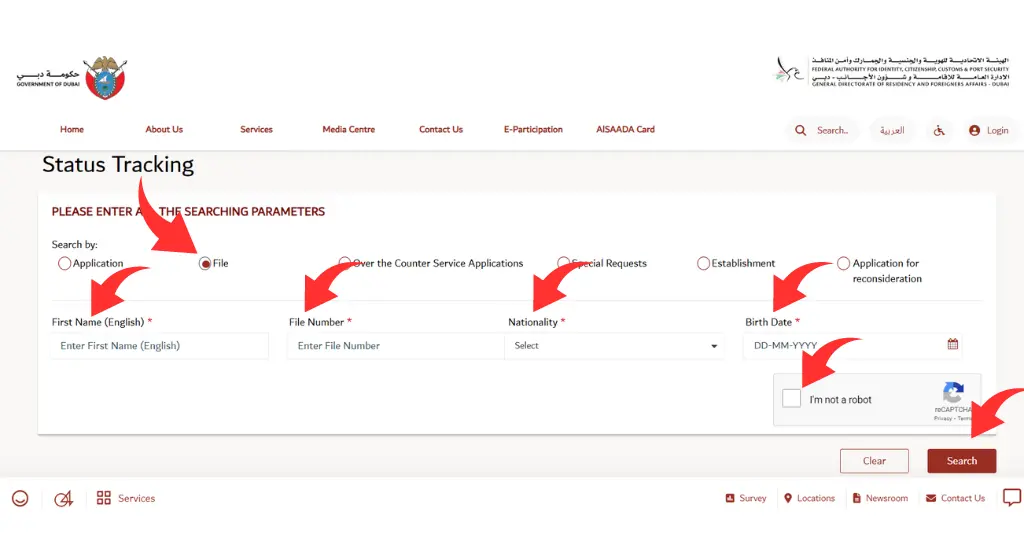 Select File Number to Check Visa Status GDRFA Website