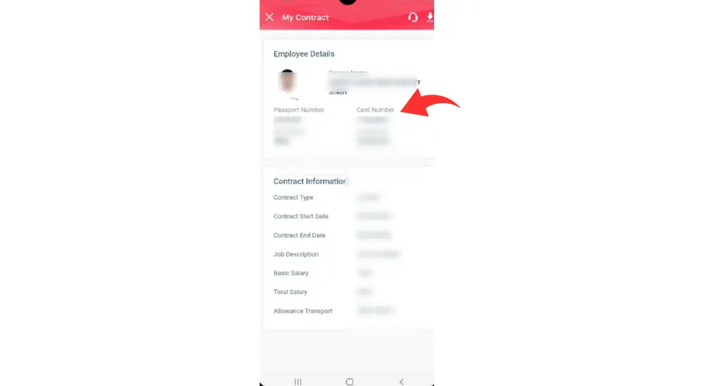 Your employee details, including your Labour Card number