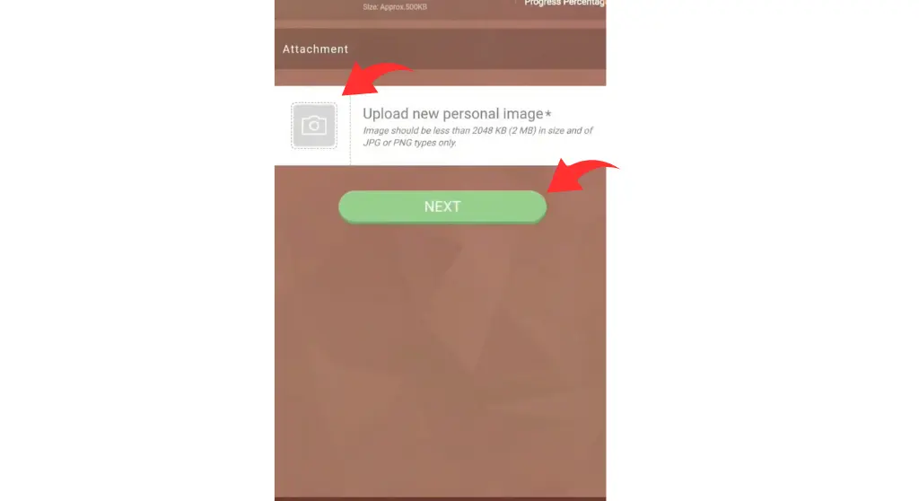upload your image and click on the Next button for renew Driving licence