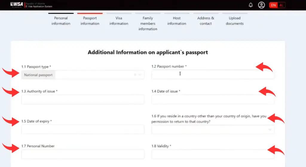 3 Fill in your personal details carefully for Albania e-Visa