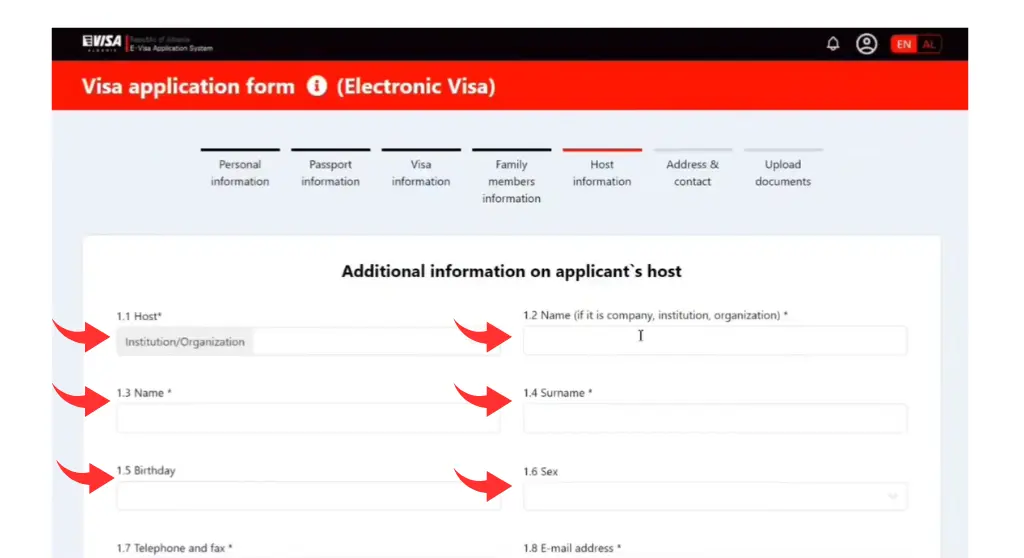 5 Family and Host Details for Albania Visit Visa