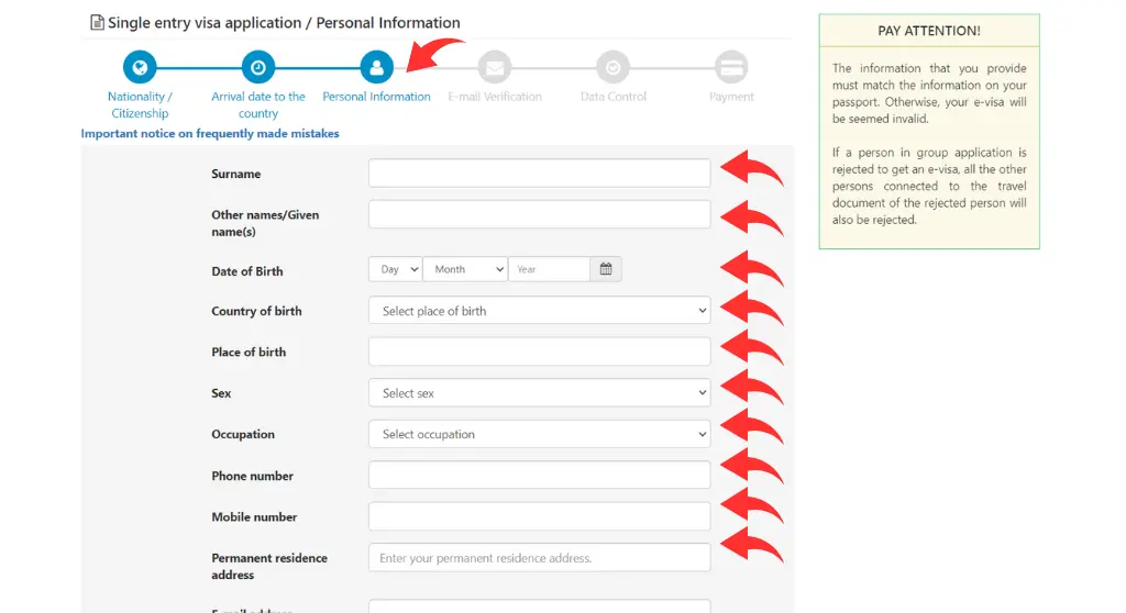 Input your Personal Information