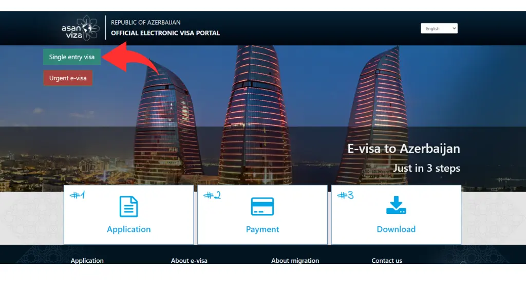 Select the number of entries as Single Entry to Visit Azerbaijan