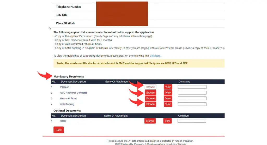 upload several required documents in PDF format