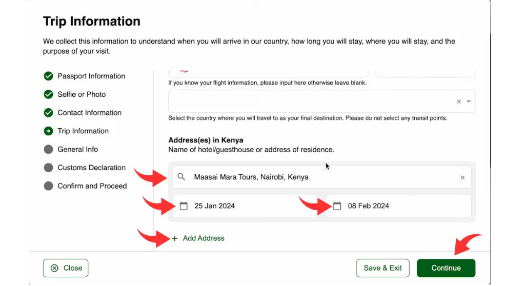 7 provide proof of accommodation in Kenya