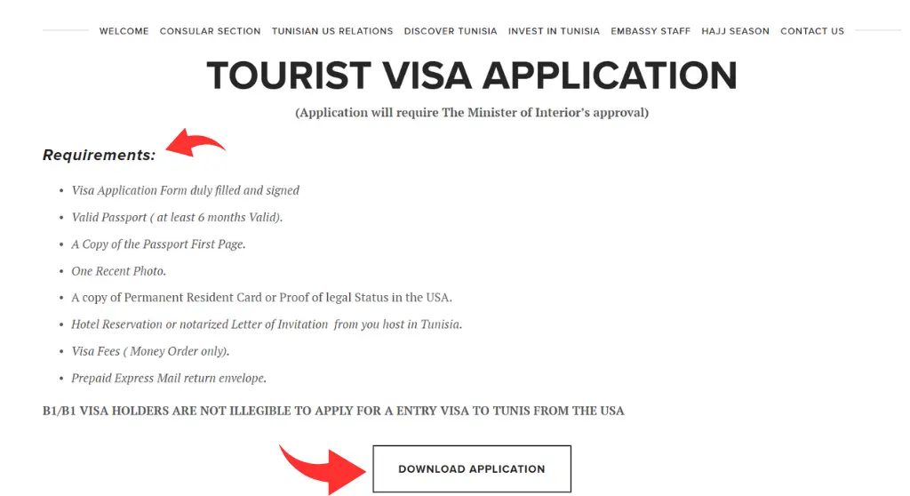 Visit the Embassy or Consulate Website for Tunisia Visa